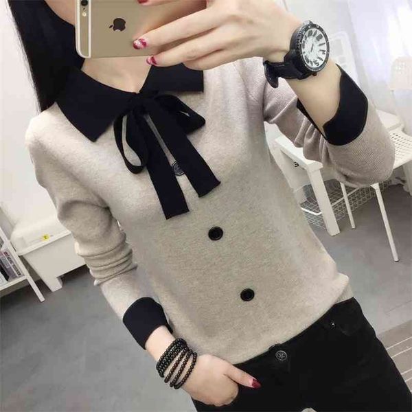 sweater women's autumn and winter bow tie lace long-sleeved sweater loose pullover bottoming shirt 210812, White;black
sweater women's autumn and winter bow tie lace long-sleeved sweater loose pullover bottoming shirt 210812, White;black
