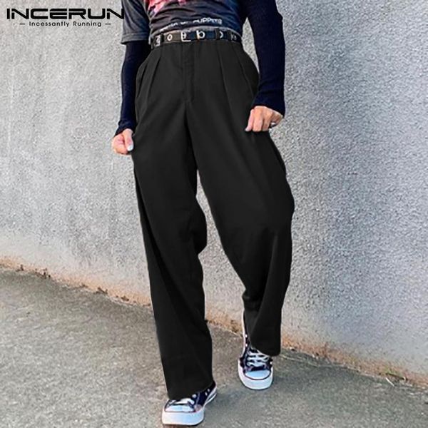 men's pants men casual solid color button streetwear 2021 loose leisure straight trousers korean pantalones hombre s-5xl incerun, Black
men's pants men casual solid color button streetwear 2021 loose leisure straight trousers korean pantalones hombre s-5xl incerun, Black