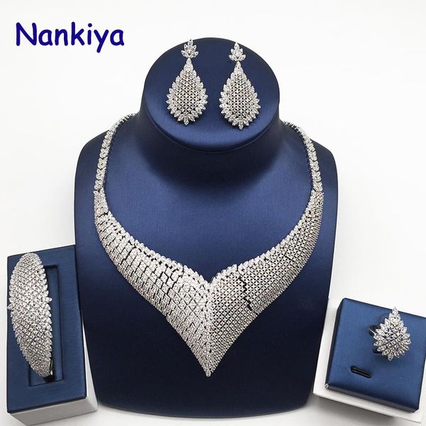 earrings & necklace hadiyana luxury cubic zirconia brand jewelry set asymmetrical wedding 4pc sets for nigerian women dress accessory nc763, Silver
earrings & necklace hadiyana luxury cubic zirconia brand jewelry set asymmetrical wedding 4pc sets for nigerian women dress accessory nc763, Silver