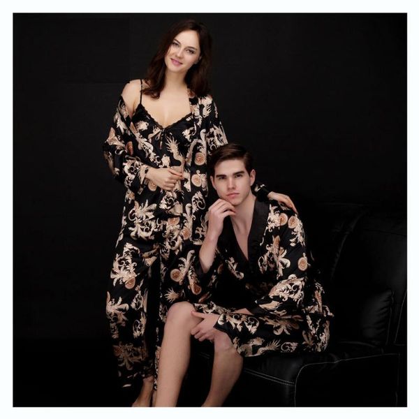 fashion men robes women pajama sets faux silk couple home sleepwears pajamas printed pattern long sleeve 's bathrobes men's sleepw, Black;brown
fashion men robes women pajama sets faux silk couple home sleepwears pajamas printed pattern long sleeve 's bathrobes men's sleepw, Black;brown