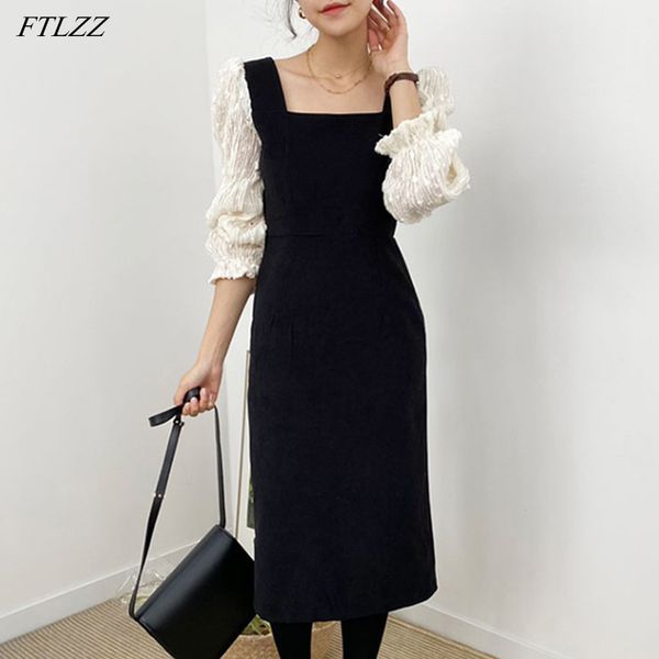 spring autumn office lady puff sleeve patchwork dress vintage women square collar long 210423, Black;gray
spring autumn office lady puff sleeve patchwork dress vintage women square collar long 210423, Black;gray