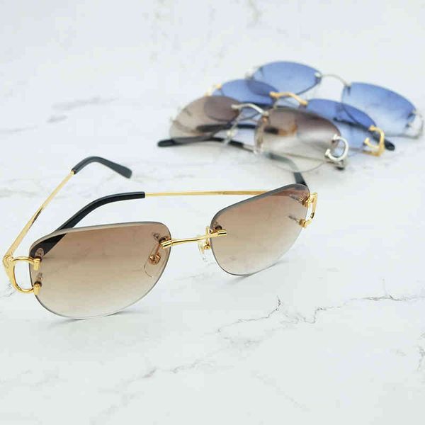 2022 factory wholesale luxury vintage sun mens festival decoration fashionable metal rimless oval sun shades for women, White;black
2022 factory wholesale luxury vintage sun mens festival decoration fashionable metal rimless oval sun shades for women, White;black