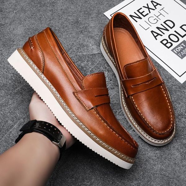 dress shoes business men's casual thick-soled sailing slip on genuine leather men, Black
dress shoes business men's casual thick-soled sailing slip on genuine leather men, Black
