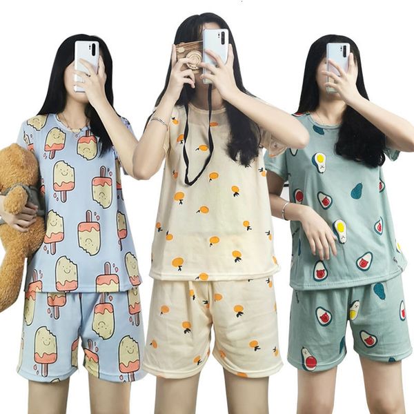 sleeve short pajamas women's summer home wear two set korean student cute round neck thin milk silk, Black;red
sleeve short pajamas women's summer home wear two set korean student cute round neck thin milk silk, Black;red