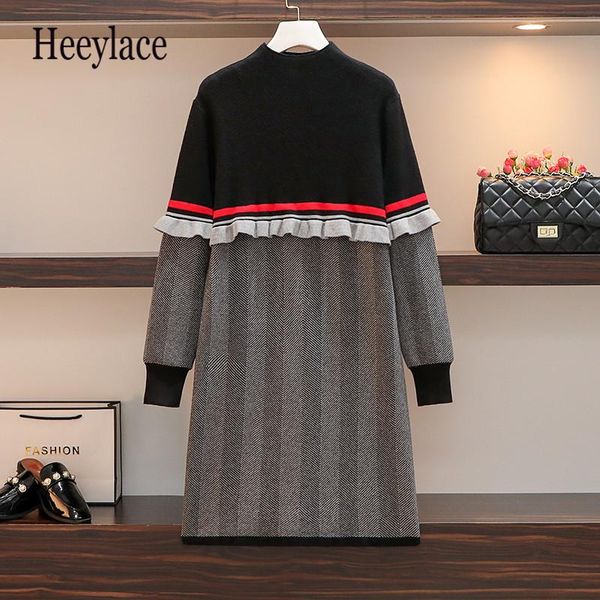 plus size women striped knitted sweater dress winter clothes 2021 knit ruffle patchwork long sleeve loose ladies dresses casual, Black;gray
plus size women striped knitted sweater dress winter clothes 2021 knit ruffle patchwork long sleeve loose ladies dresses casual, Black;gray