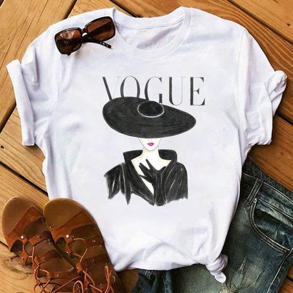 fashion t-shirts summer vogue girl print ins super women's short sleeve round neck, White
fashion t-shirts summer vogue girl print ins super women's short sleeve round neck, White