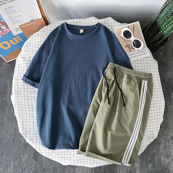 2021 mens new casual sports suit new t-shirt shorts two-piece hong kong style half-sleeved five-point pants, White;black
2021 mens new casual sports suit new t-shirt shorts two-piece hong kong style half-sleeved five-point pants, White;black