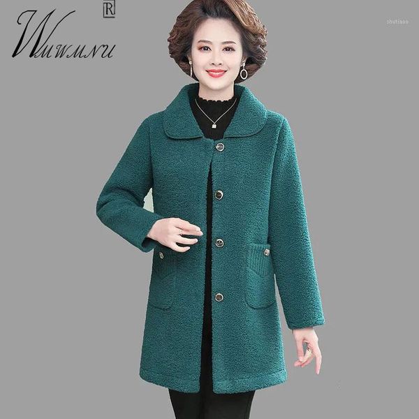 middle-aged mothers faux lamb wool coat autumn winter casual warm outerwear single-breasted big pocket jacket cashmere coats women's &, Black
middle-aged mothers faux lamb wool coat autumn winter casual warm outerwear single-breasted big pocket jacket cashmere coats women's &, Black