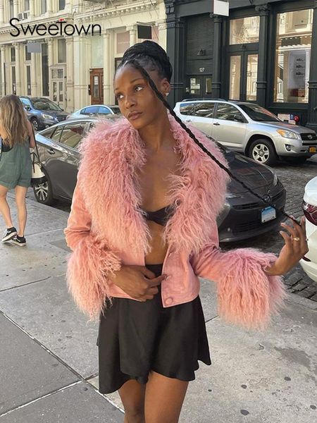 women's jackets sweetown pink corduroy faux fur autumn winter 2021 sweet y2k grunge outwear single breasted elegant vintage womens coat, Black;brown
women's jackets sweetown pink corduroy faux fur autumn winter 2021 sweet y2k grunge outwear single breasted elegant vintage womens coat, Black;brown