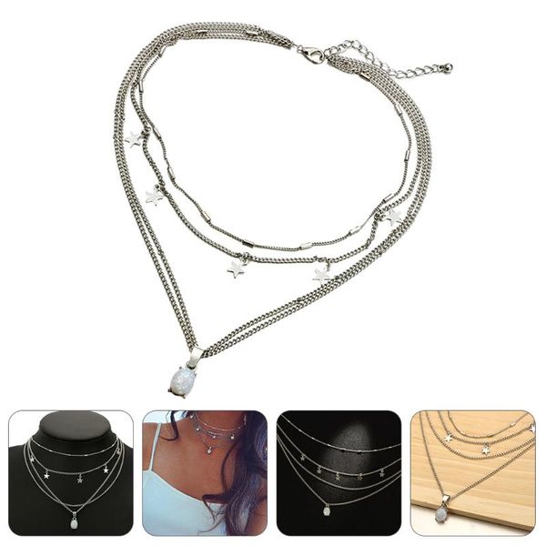 pendant necklaces multi-layer star necklace elegant rhinestone woman jewelry, Silver
pendant necklaces multi-layer star necklace elegant rhinestone woman jewelry, Silver