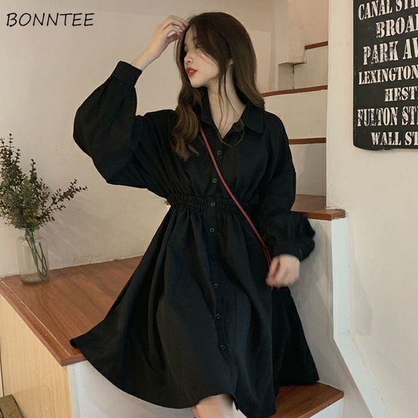 dress women korean elastic waist design vintage black simple summer womens vestidos lantern sleeve trendy preppy girls dresses, Black;gray
dress women korean elastic waist design vintage black simple summer womens vestidos lantern sleeve trendy preppy girls dresses, Black;gray