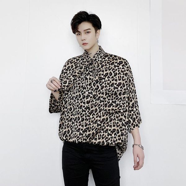 men's casual shirts ewq / wear eopard print tie personalized oversize shirt fashion loose half sleeve korean tide blouse male 2021 9y22, White;black
men's casual shirts ewq / wear eopard print tie personalized oversize shirt fashion loose half sleeve korean tide blouse male 2021 9y22, White;black