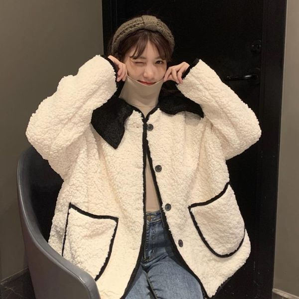 college style doll collar coat autumn and winter korean loose big pocket design sense long sleeve women's trend jackets, Black;brown
college style doll collar coat autumn and winter korean loose big pocket design sense long sleeve women's trend jackets, Black;brown