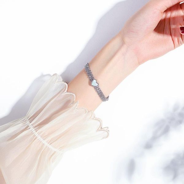 link, chain fashion selling versatile temperament bracelet titanium steel inlaid peach heart white fritillaria je, Black
link, chain fashion selling versatile temperament bracelet titanium steel inlaid peach heart white fritillaria je, Black
