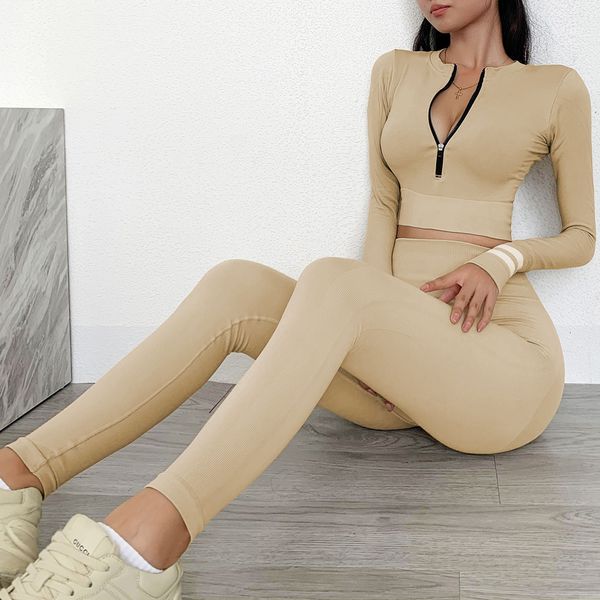 women's tracksuits long sleeve yoga set seamless fitness suit sport workout clothes for sportswear gym active wear khaki n52g, Gray
women's tracksuits long sleeve yoga set seamless fitness suit sport workout clothes for sportswear gym active wear khaki n52g, Gray