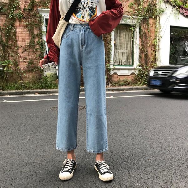 women's jeans 2021 women autumn korean loose high waist fashion straight ankle-length pants, Blue
women's jeans 2021 women autumn korean loose high waist fashion straight ankle-length pants, Blue
