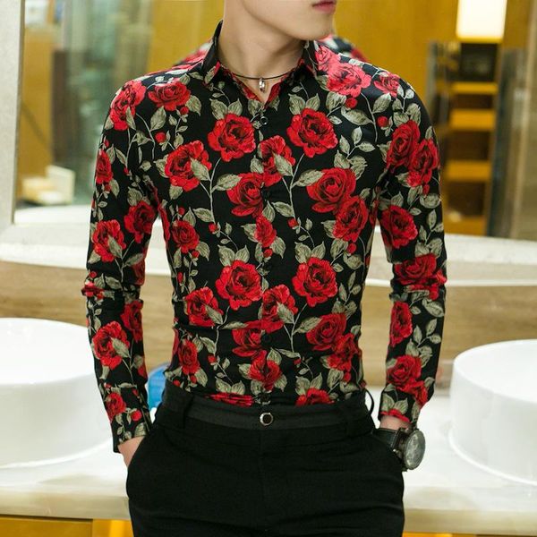 men's casual shirts 2021 autumn fashion male shirt long sleeve button for men rose printed floral, White;black
men's casual shirts 2021 autumn fashion male shirt long sleeve button for men rose printed floral, White;black