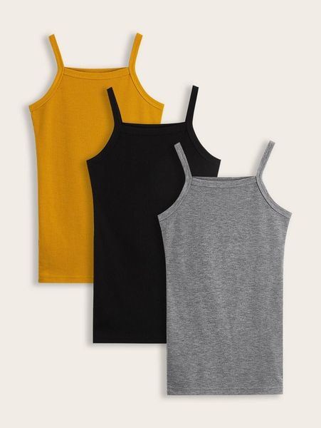 toddler girls 3pcs solid ribbed cami dress she, Red;yellow 
toddler girls 3pcs solid ribbed cami dress she, Red;yellow