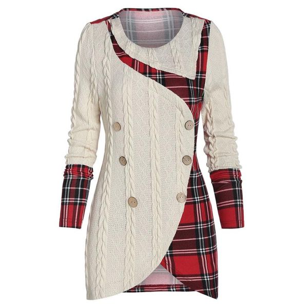 women's sweaters joineles tartan panel mock button asymmetric women sweater autumn winter long sleeves plaid patchwork pullovers jumper, White;black
women's sweaters joineles tartan panel mock button asymmetric women sweater autumn winter long sleeves plaid patchwork pullovers jumper, White;black
