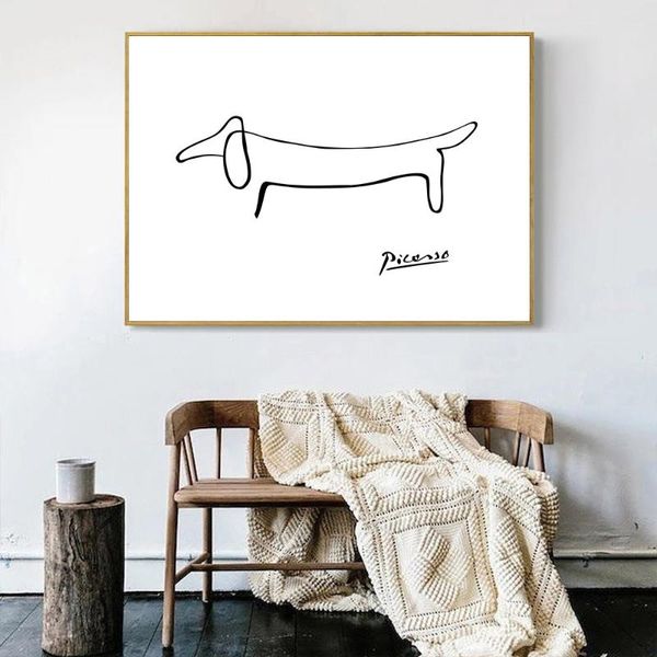 paintings picasso creative dog canvas poster abstract line wall art painting minimalist print nordic pictures living room home decor 
paintings picasso creative dog canvas poster abstract line wall art painting minimalist print nordic pictures living room home decor