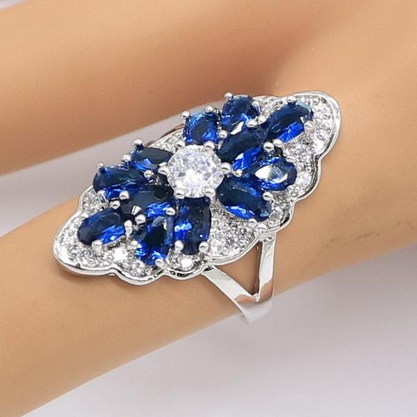 cluster rings silver color ring for women blue stones jewelry birthday gift party wedding daily, Golden;silver
cluster rings silver color ring for women blue stones jewelry birthday gift party wedding daily, Golden;silver