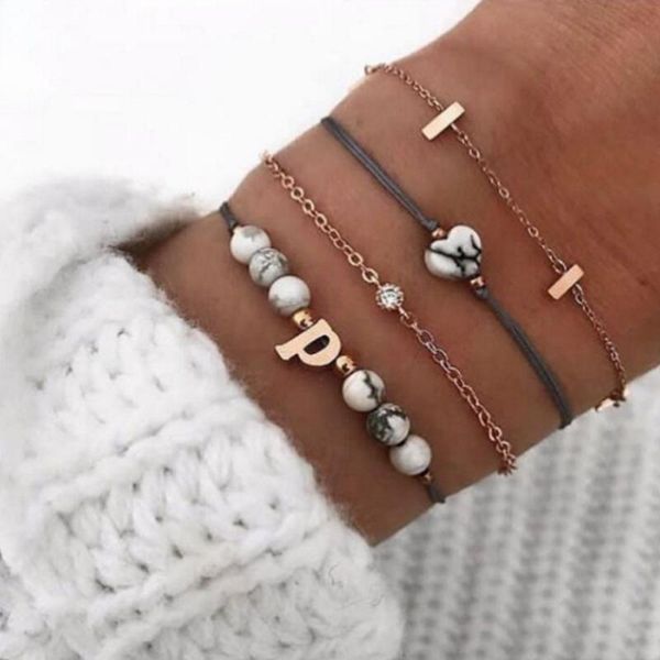 link, chain bohemian rope bracelet set for women contracted letter d heart charm bangle boho jewelry, Black
link, chain bohemian rope bracelet set for women contracted letter d heart charm bangle boho jewelry, Black