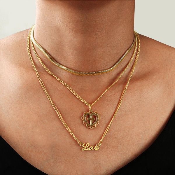 pendant necklaces peach heart cross multi-layer letter necklace collar chain, Silver
pendant necklaces peach heart cross multi-layer letter necklace collar chain, Silver