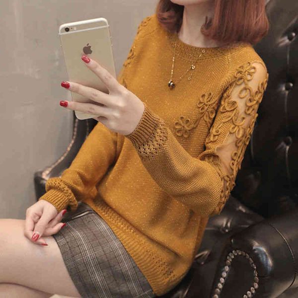 women's bottomls lace long sved sweater, loose, casual, middle-aged mother, autumn 2020, White;black
women's bottomls lace long sved sweater, loose, casual, middle-aged mother, autumn 2020, White;black