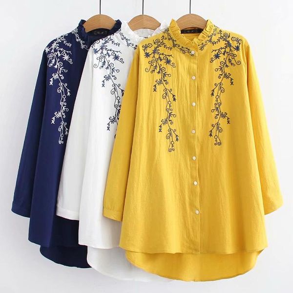 women's blouses & shirts spring fall casual women feamle ruffle neck yellow white long sleeve linen blouse womens embroidery cardigan
women's blouses & shirts spring fall casual women feamle ruffle neck yellow white long sleeve linen blouse womens embroidery cardigan