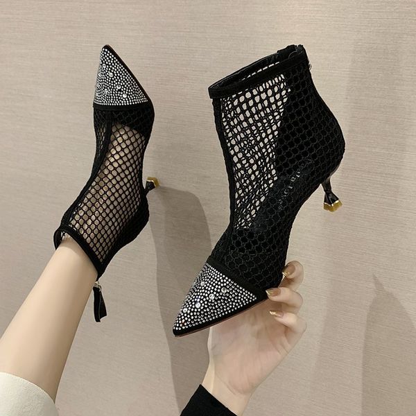 black mesh crystal boots women summer autumn 2021 high heels pointed toe ankle boots woman hollow out pumps shoes
black mesh crystal boots women summer autumn 2021 high heels pointed toe ankle boots woman hollow out pumps shoes