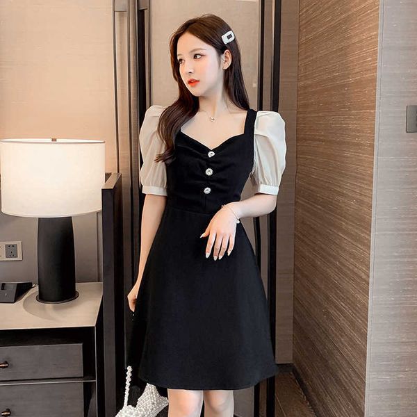 sleeve french bubble dress women's 2021 summer style temperament goddess fan small black skirt waist slim, Black;gray
sleeve french bubble dress women's 2021 summer style temperament goddess fan small black skirt waist slim, Black;gray