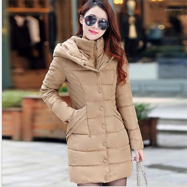women's down & parkas jacket winter fashion women 2021 female hooded thicken medium-long plus size padded casaco feminino coat, Black 
women's down & parkas jacket winter fashion women 2021 female hooded thicken medium-long plus size padded casaco feminino coat, Black