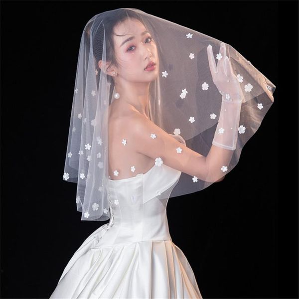 bridal veils short weeding flowers appliques floral white ivory tulle with comb voiles mariage velos de novia 2021, Black
bridal veils short weeding flowers appliques floral white ivory tulle with comb voiles mariage velos de novia 2021, Black