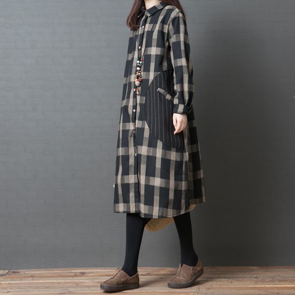 dresses summer korean loose size slim fashion plaid medium length cotton shirt dress, Black;gray
dresses summer korean loose size slim fashion plaid medium length cotton shirt dress, Black;gray