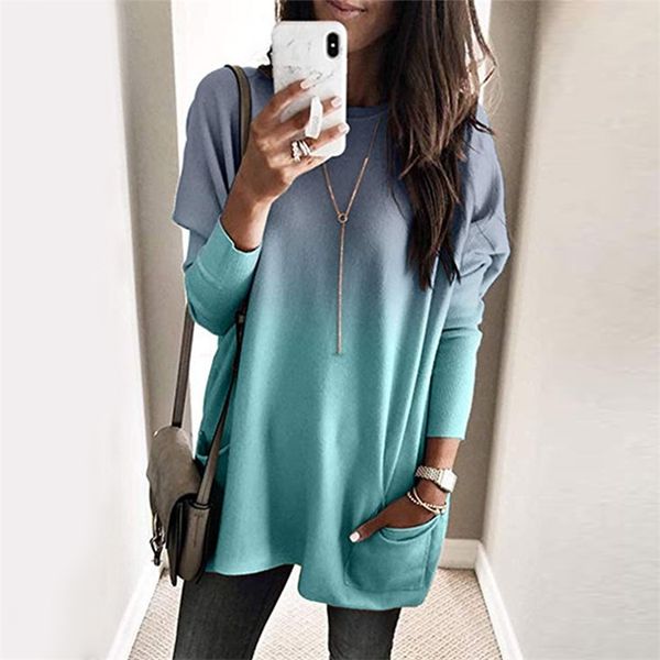 o-neck long sleeve gradient color loose casual t shirt women autumn pocket long plus size woman tshirts t-shirt 210401, White
o-neck long sleeve gradient color loose casual t shirt women autumn pocket long plus size woman tshirts t-shirt 210401, White
