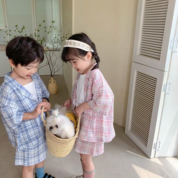 clothing sets 2021 summer boys and girls plaid 2pcs korean style children loose short sleeve shorts clothes, White
clothing sets 2021 summer boys and girls plaid 2pcs korean style children loose short sleeve shorts clothes, White