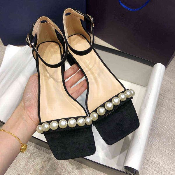 summer sw one line buckle fairy style sandals with square head, large pearl, comfortable medium high thick heel sandals, Black
summer sw one line buckle fairy style sandals with square head, large pearl, comfortable medium high thick heel sandals, Black