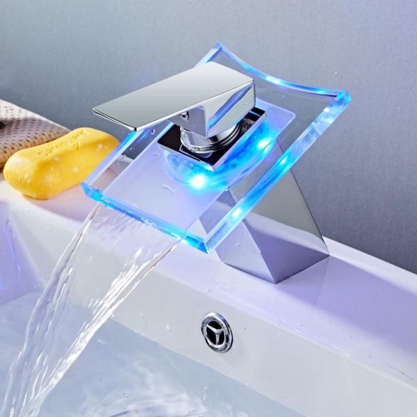 bathroom sink faucets led waterfall faucet and cold water above counter basin temperature control color-changing glass washbasin
bathroom sink faucets led waterfall faucet and cold water above counter basin temperature control color-changing glass washbasin