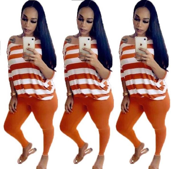 nightclub wear women's fashion striped printed two piece s loose off the shoulder tees bodycon pants sets, Gray
nightclub wear women's fashion striped printed two piece s loose off the shoulder tees bodycon pants sets, Gray