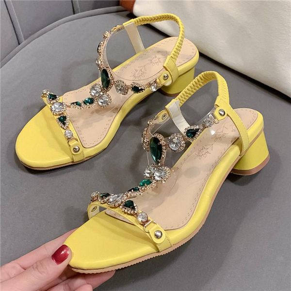 strap block heels shoes women summer sandals medium heel diamond crystal wedding bridal yellow size 44 45 46, Black
strap block heels shoes women summer sandals medium heel diamond crystal wedding bridal yellow size 44 45 46, Black