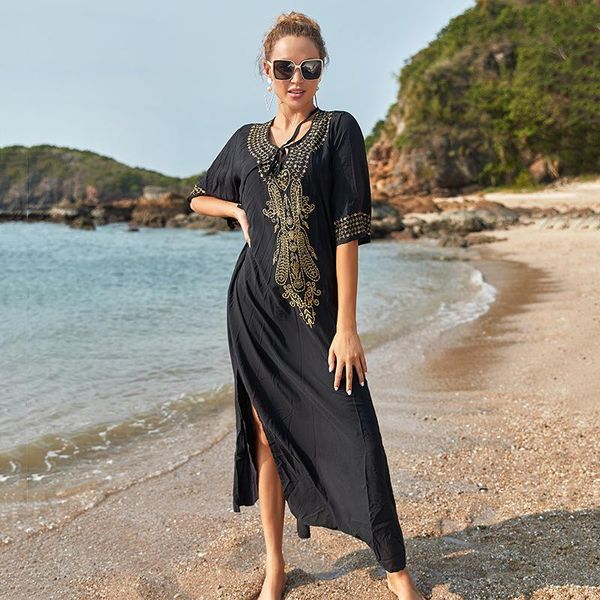 women's swimwear beach cover up plus size black embroidery robe skirt bikini blouse swimsuit deep v-neck loose shawl cotton clothing, White;black
women's swimwear beach cover up plus size black embroidery robe skirt bikini blouse swimsuit deep v-neck loose shawl cotton clothing, White;black