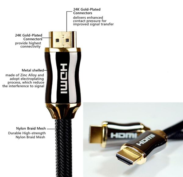 4k 60hz hdmi to hdmi cables high speed 2.0 golden plated connection cable cord for uhd fhd 3d xbox ps3 ps4 tv 
4k 60hz hdmi to hdmi cables high speed 2.0 golden plated connection cable cord for uhd fhd 3d xbox ps3 ps4 tv
