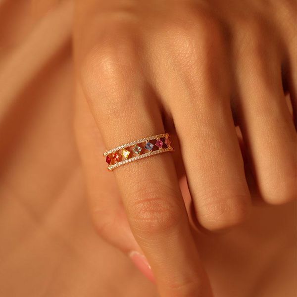 wedding rings dainty square zircon engagement ring vintage female rainbow crystal stone antique gold color hollow for women, Slivery;golden
wedding rings dainty square zircon engagement ring vintage female rainbow crystal stone antique gold color hollow for women, Slivery;golden