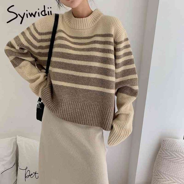 syiwidii striped pullover sweater women half turtleneck long sleeve fashion knitted female loose clothes autumn winter 210417, White;black
syiwidii striped pullover sweater women half turtleneck long sleeve fashion knitted female loose clothes autumn winter 210417, White;black
