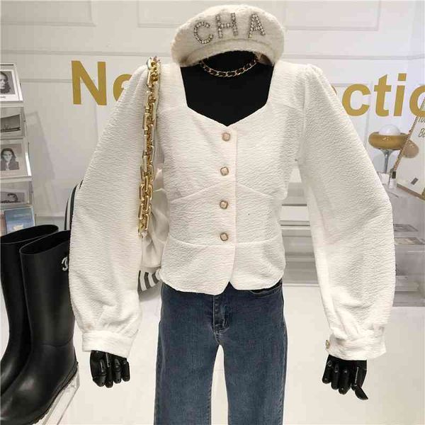 sweaters personality short bubble spring 2021 niche thin design shirt sleeve, White;black
sweaters personality short bubble spring 2021 niche thin design shirt sleeve, White;black