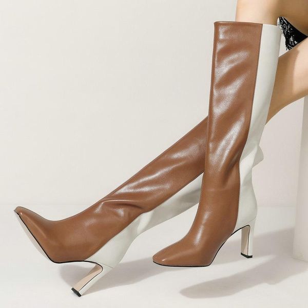 boots band designer faux leather women knee high square toe long thin block heel black red brown
boots band designer faux leather women knee high square toe long thin block heel black red brown