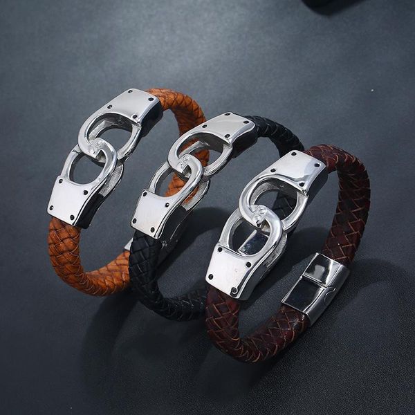 charm bracelets ajc men leather bracelet stainless steel vintage weaving fashion titanium accessories fake cowhide, Golden;silver
charm bracelets ajc men leather bracelet stainless steel vintage weaving fashion titanium accessories fake cowhide, Golden;silver