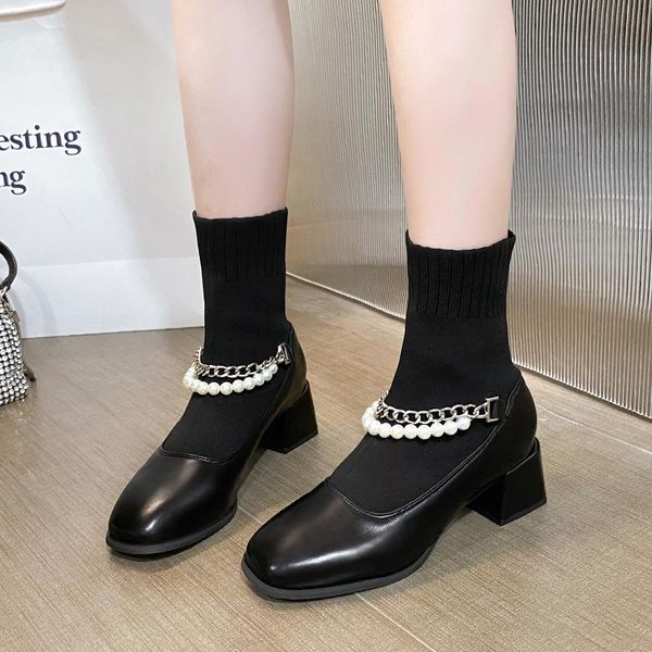 boots platform motorcycle shoes for woman's short 2021 ladies leather ankle autumn winter pearl chain women sock, Black
boots platform motorcycle shoes for woman's short 2021 ladies leather ankle autumn winter pearl chain women sock, Black