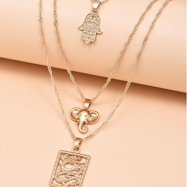 pcs/set vintage gold elephant dragon pendant necklace set multilayer jewelry accessories necklaces, Silver
pcs/set vintage gold elephant dragon pendant necklace set multilayer jewelry accessories necklaces, Silver