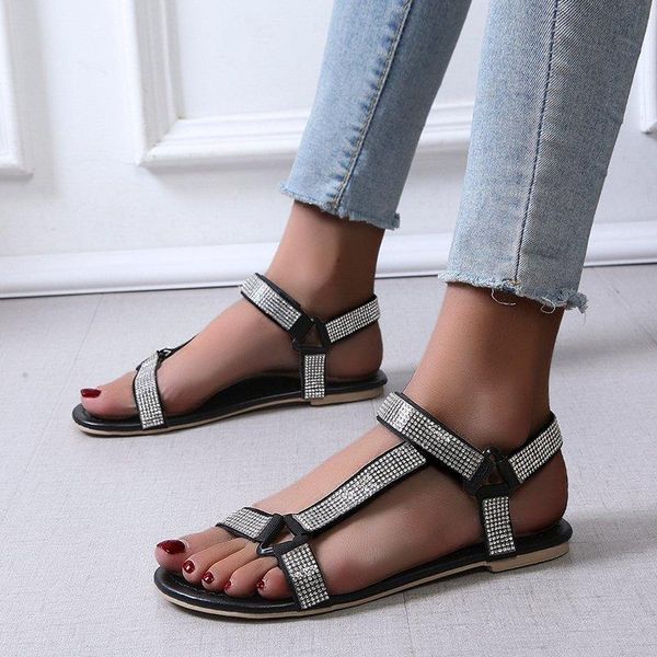 large size 35-43 2021 summer sandals women flat heels fashion shoes for woman hook & loop female casual crystal sandal, Black
large size 35-43 2021 summer sandals women flat heels fashion shoes for woman hook & loop female casual crystal sandal, Black
